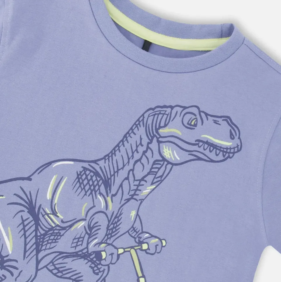 Deux Par Deux Dino Organic Cotton Jersey Tee Stonewash