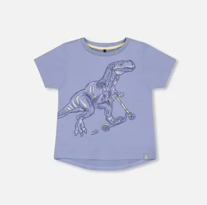 Deux Par Deux Dino Organic Cotton Jersey Tee Stonewash