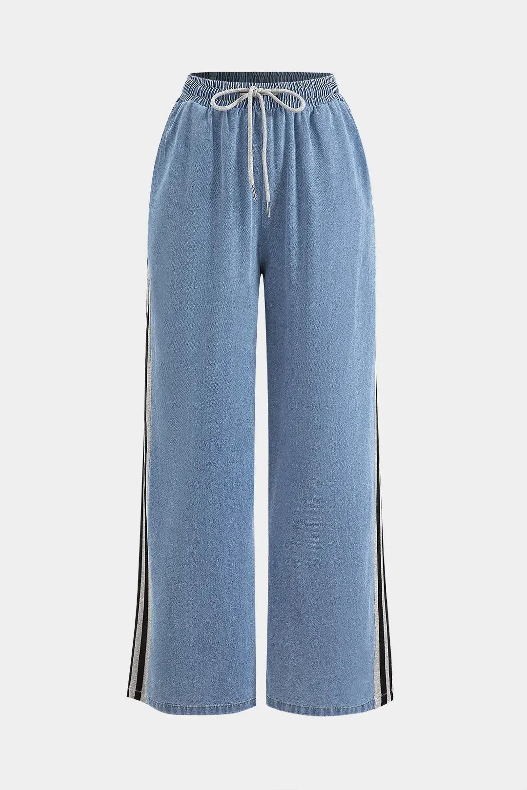 Dixie - Stylish Zipper Denim Woman's Top & Wide Leg Pants