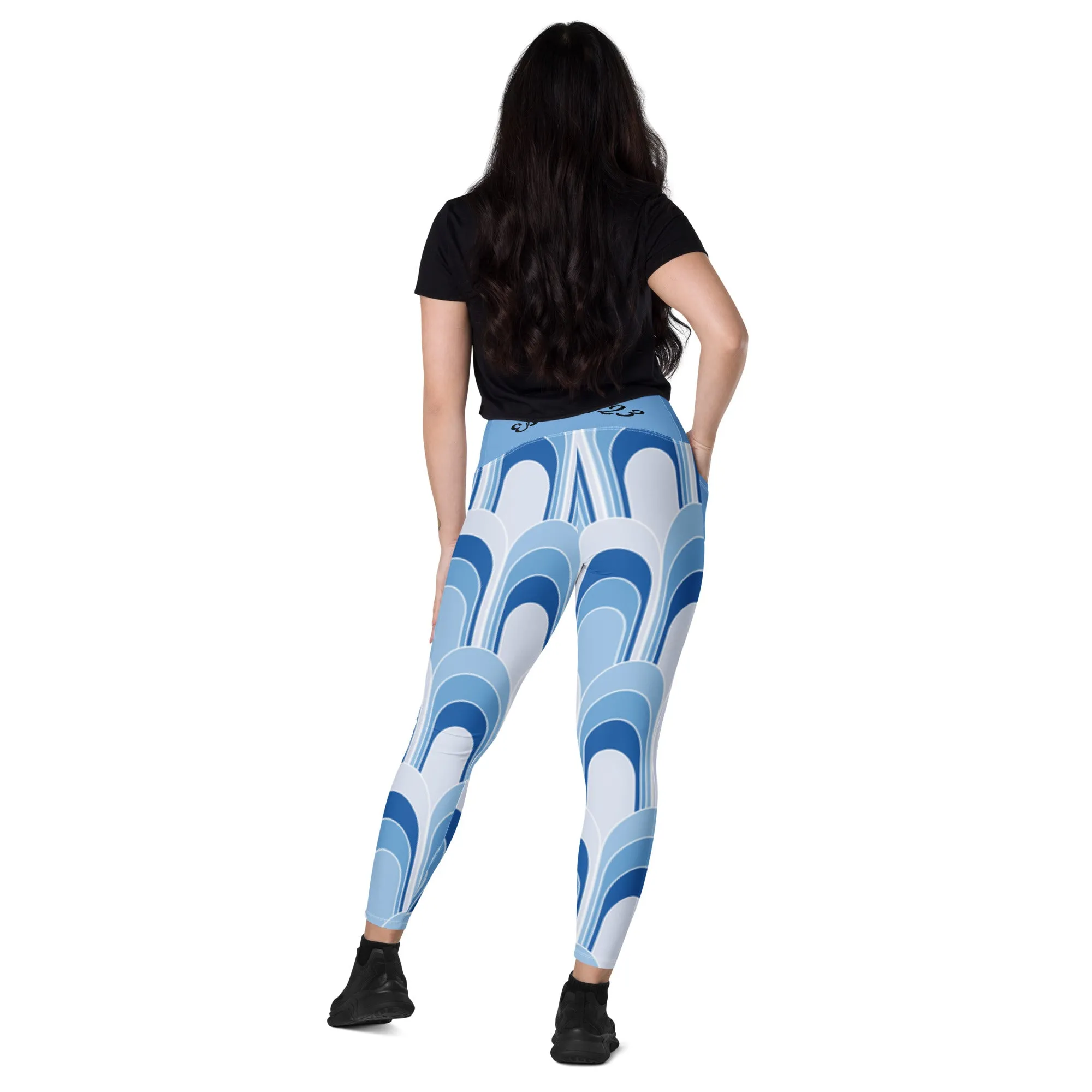 D.J. Domo "Geometric Blue" Leggings with pockets