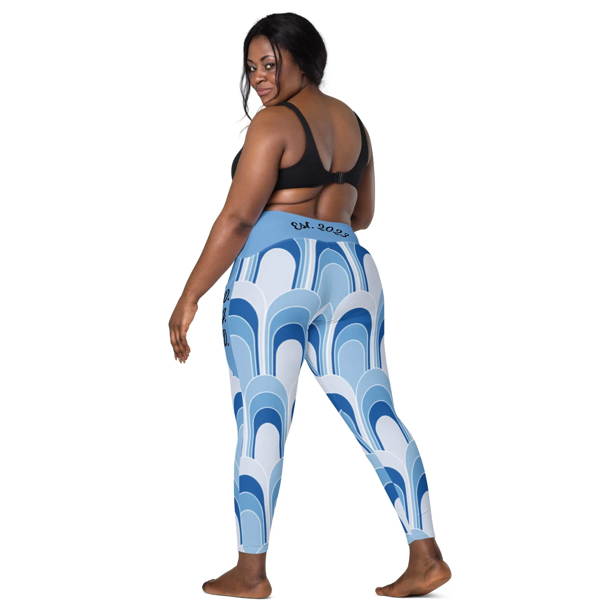D.J. Domo "Geometric Blue" Leggings with pockets