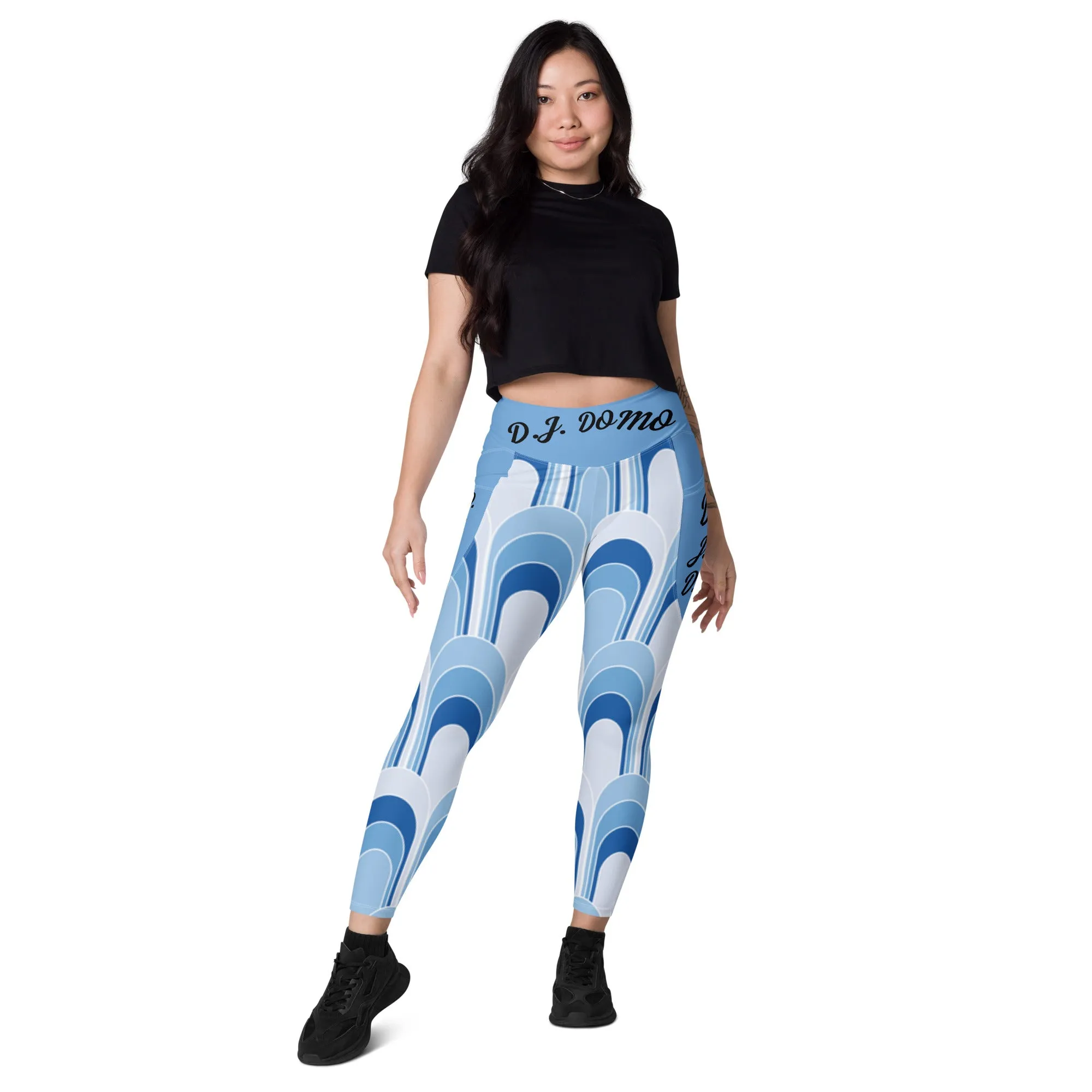 D.J. Domo "Geometric Blue" Leggings with pockets