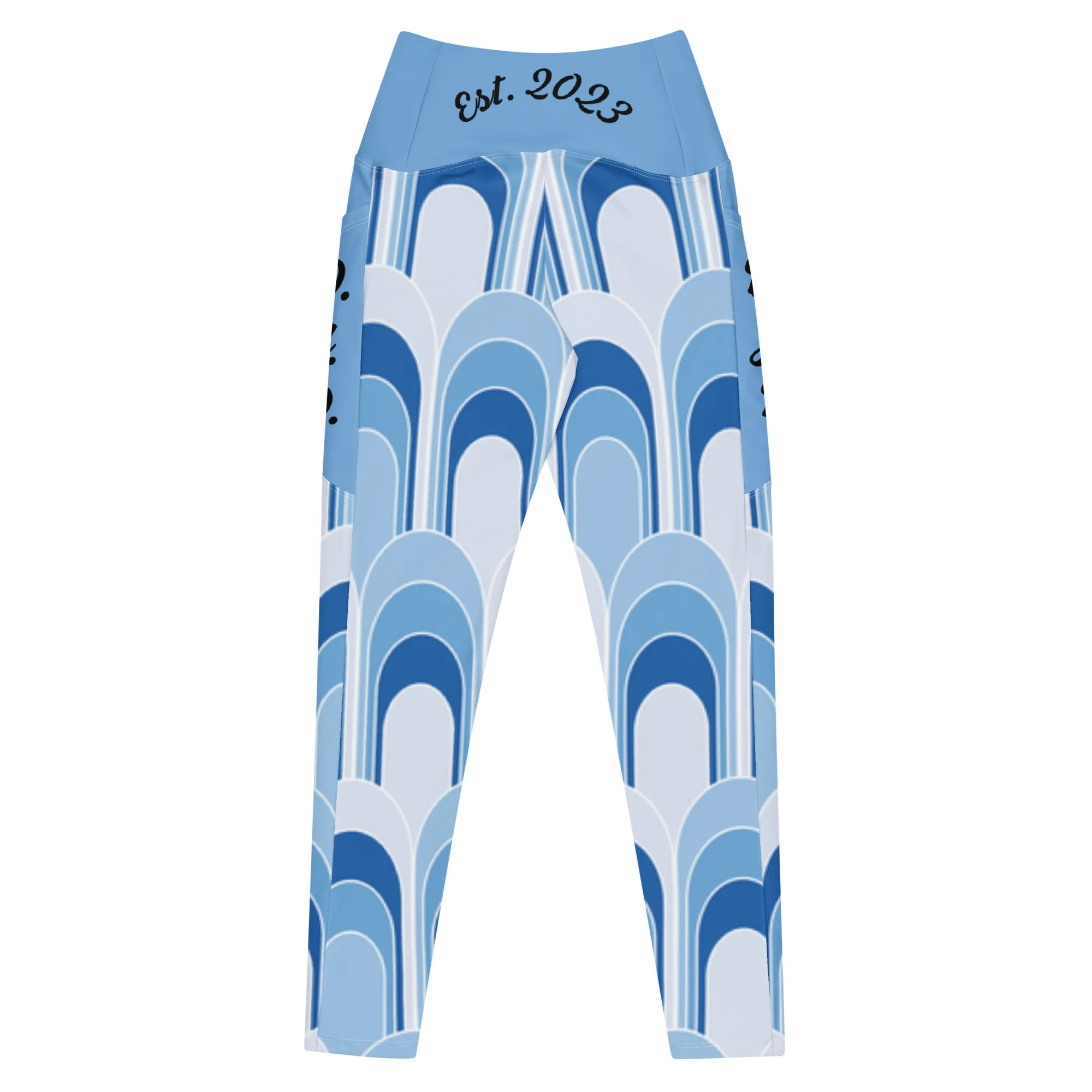 D.J. Domo "Geometric Blue" Leggings with pockets
