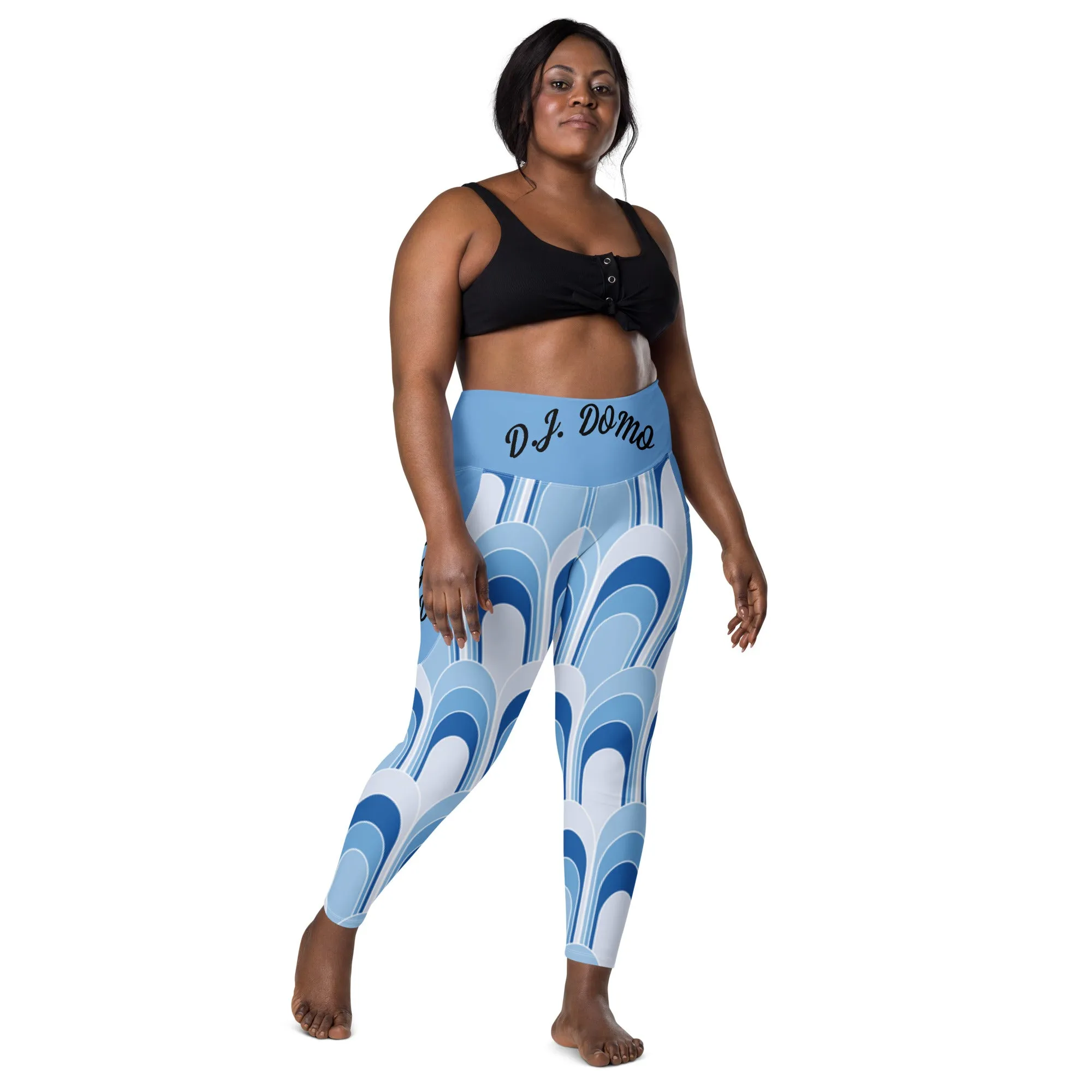 D.J. Domo "Geometric Blue" Leggings with pockets