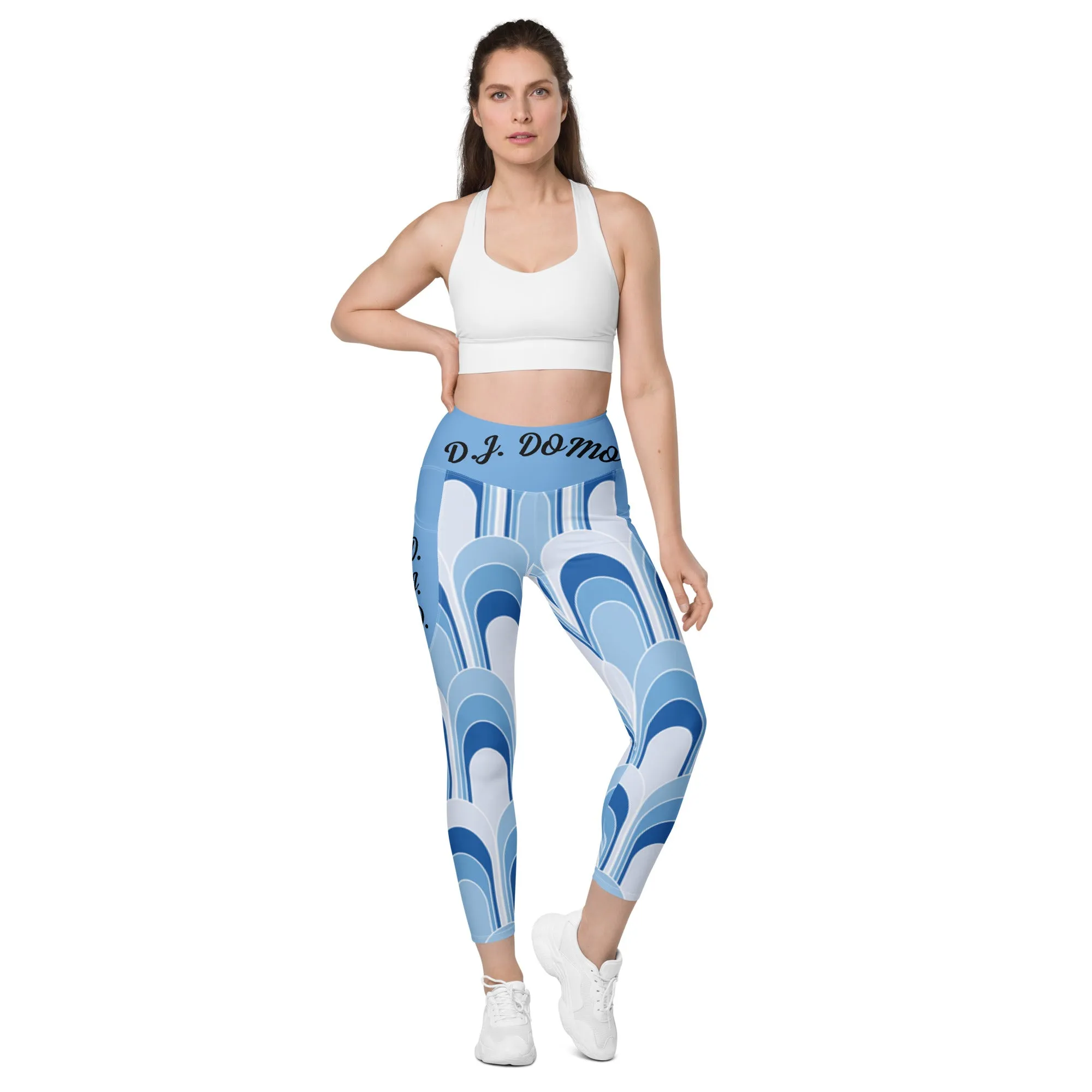 D.J. Domo "Geometric Blue" Leggings with pockets