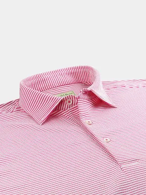 Donald Ross Mens Classic Fit Seersucker Feeder Stripe Jersey Polo - PINK BERRY