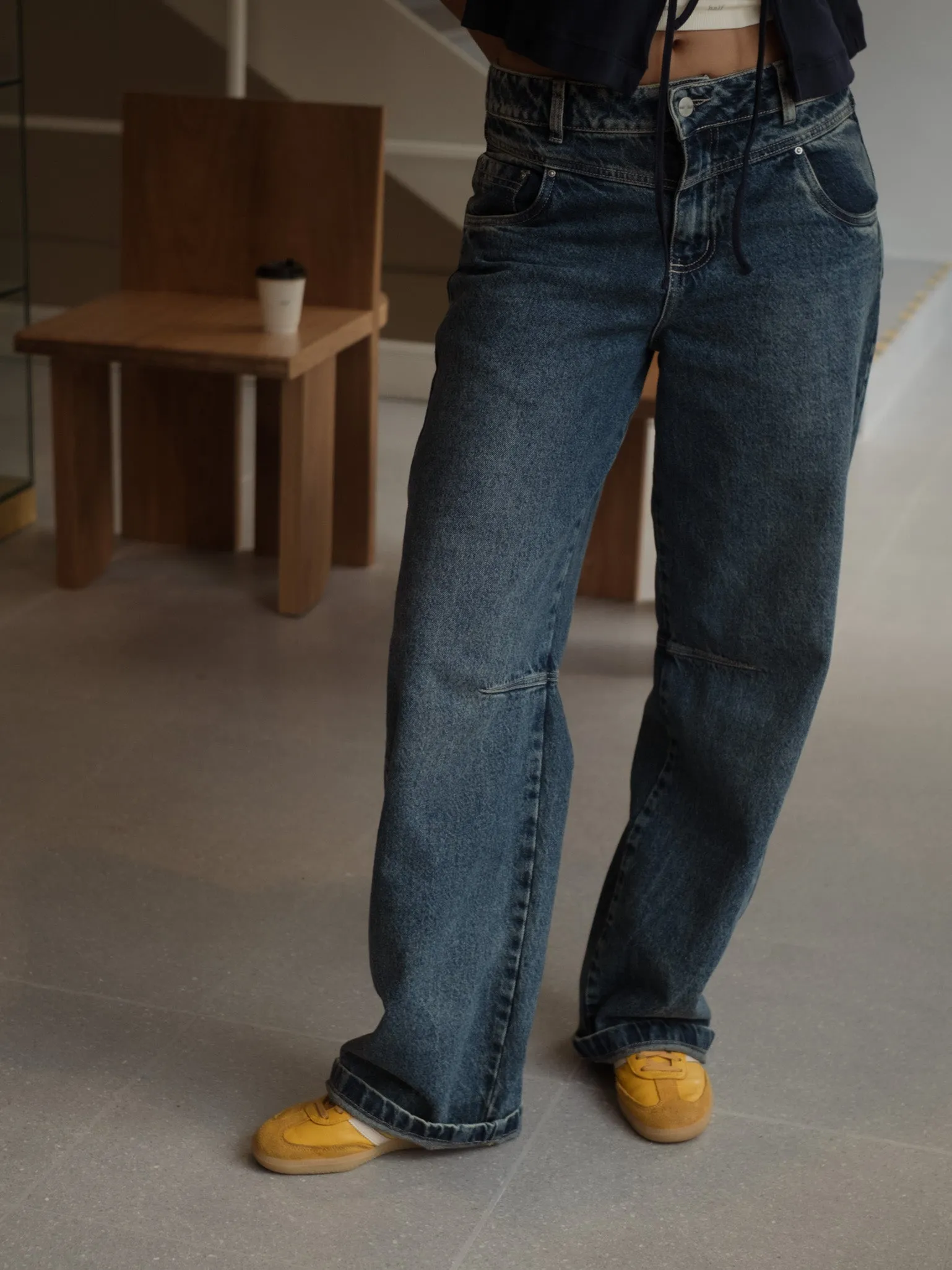DOUBLE WAISTBAND JEAN  - DIRTY CLASSIC BLUE