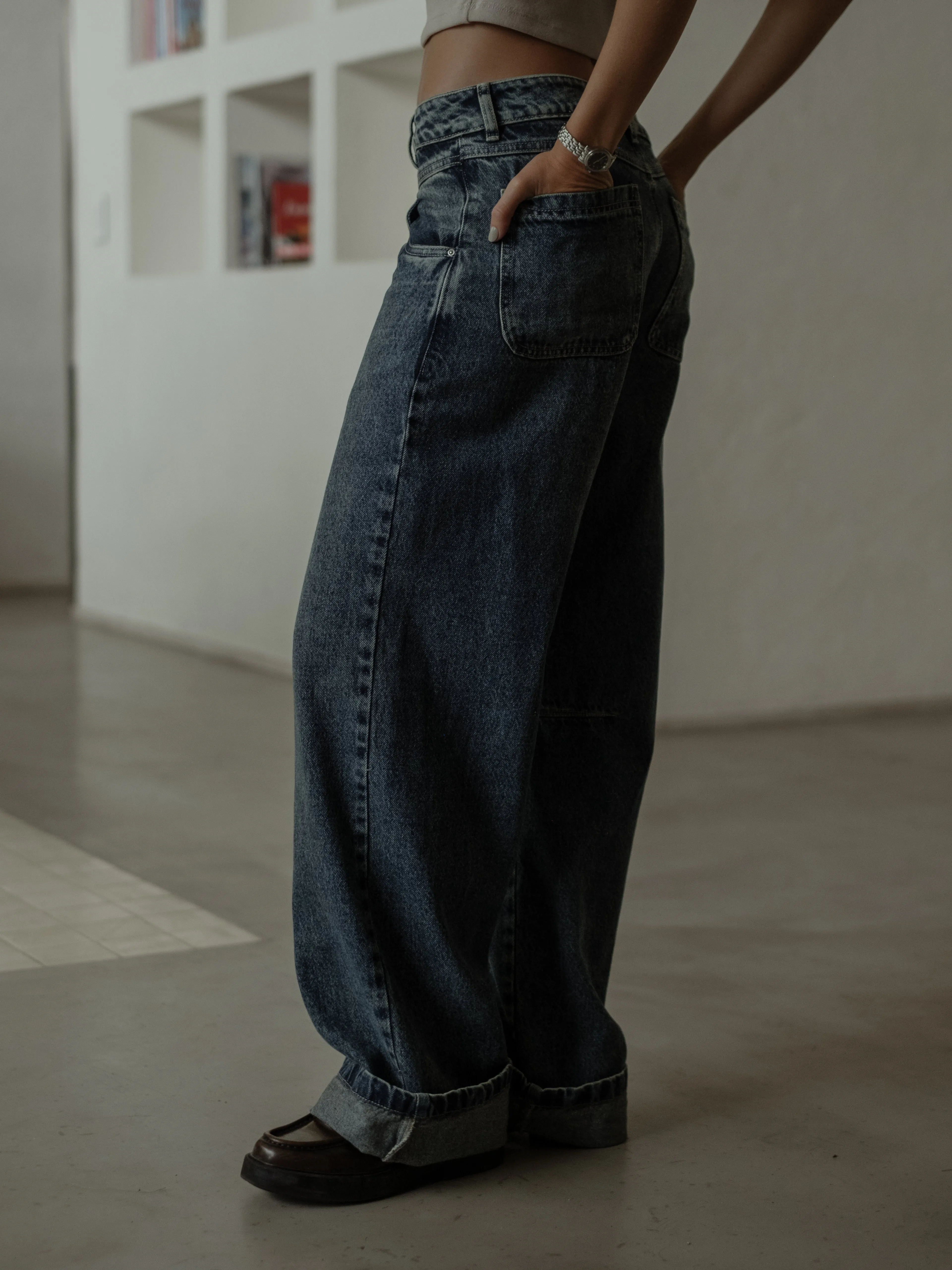 DOUBLE WAISTBAND JEAN  - DIRTY CLASSIC BLUE