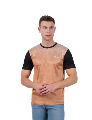 DRY FIT ROUND NECK T SHIRT-  BRONZE & BLACK PRINT - S14