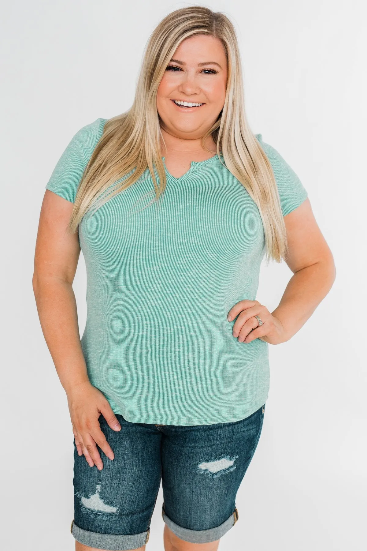 Dusty Mint Notch Top