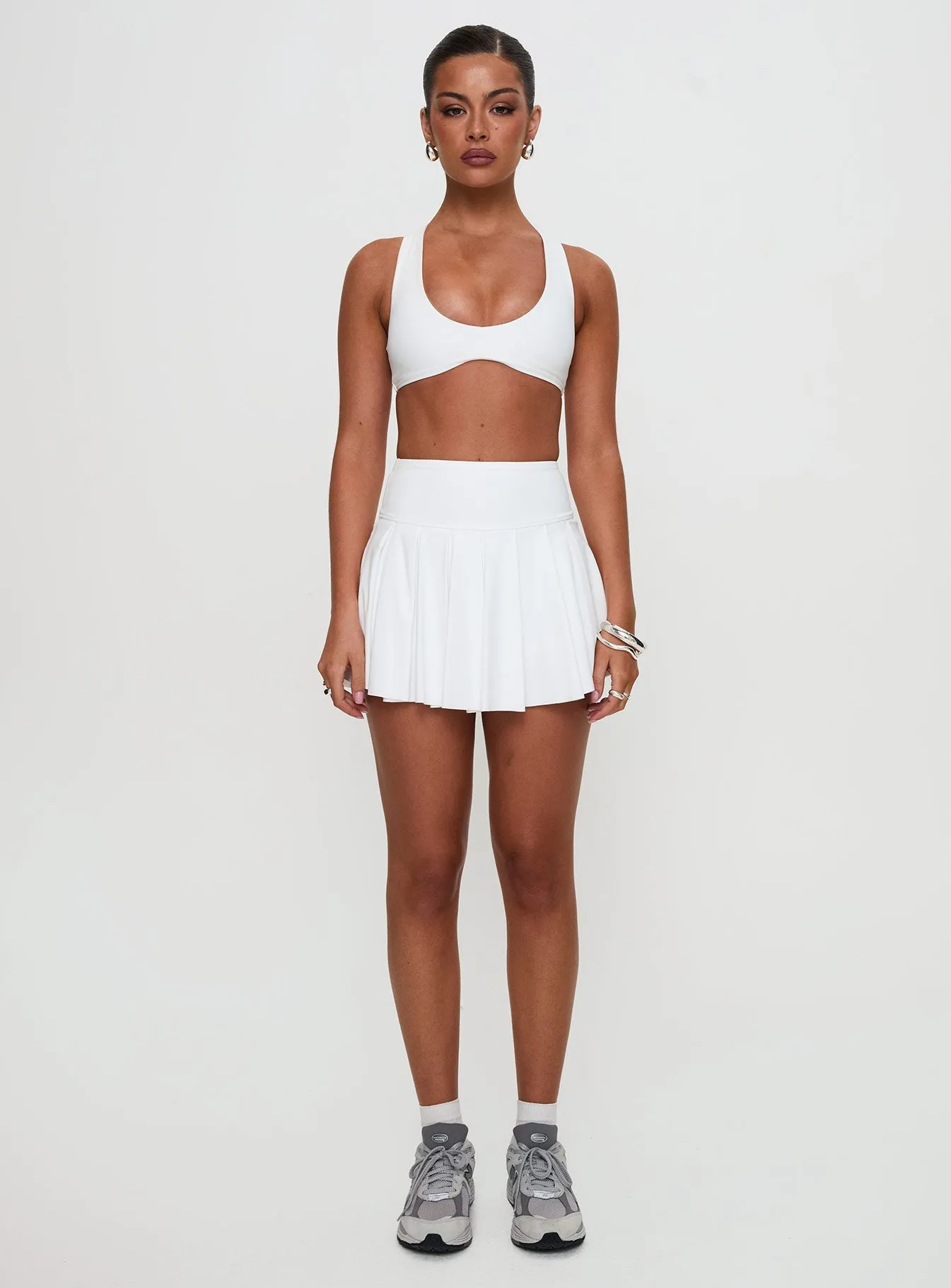 Dynamic Pleat Active Skort White