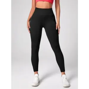 Elegant Black Sleek High Waist Active Leggings