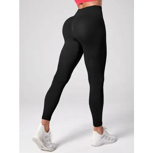 Elegant Black Sleek High Waist Active Leggings