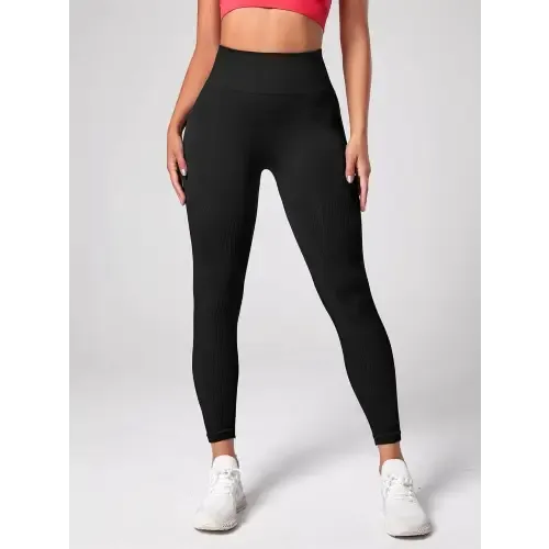 Elegant Black Sleek High Waist Active Leggings