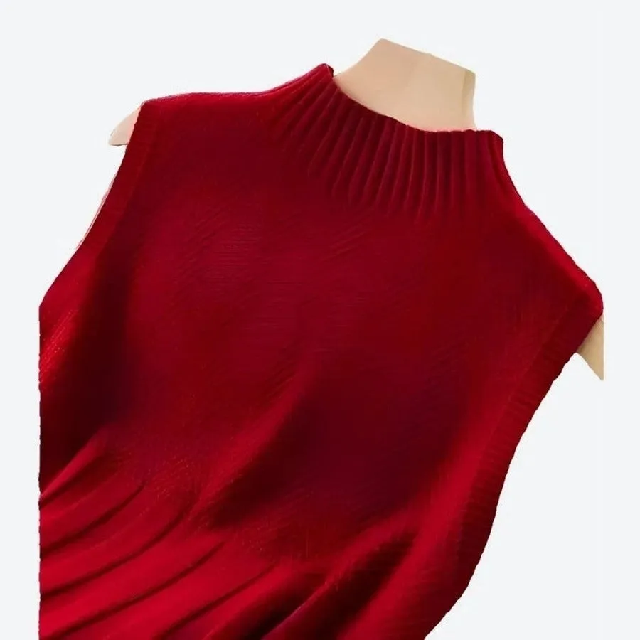 Elegant Sleeveless Mock Neck Tops