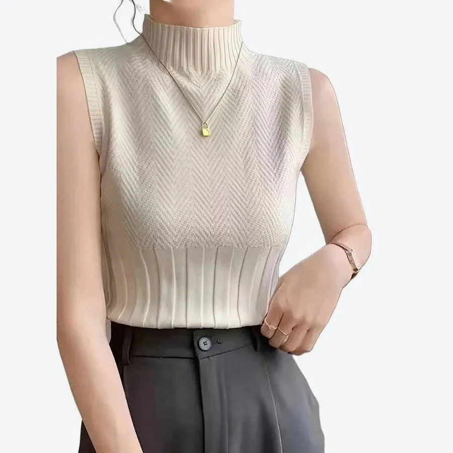 Elegant Sleeveless Mock Neck Tops