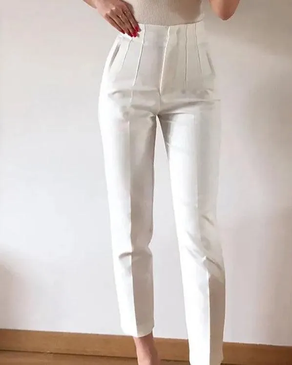 Elegant Solid Pencil Chic Pant