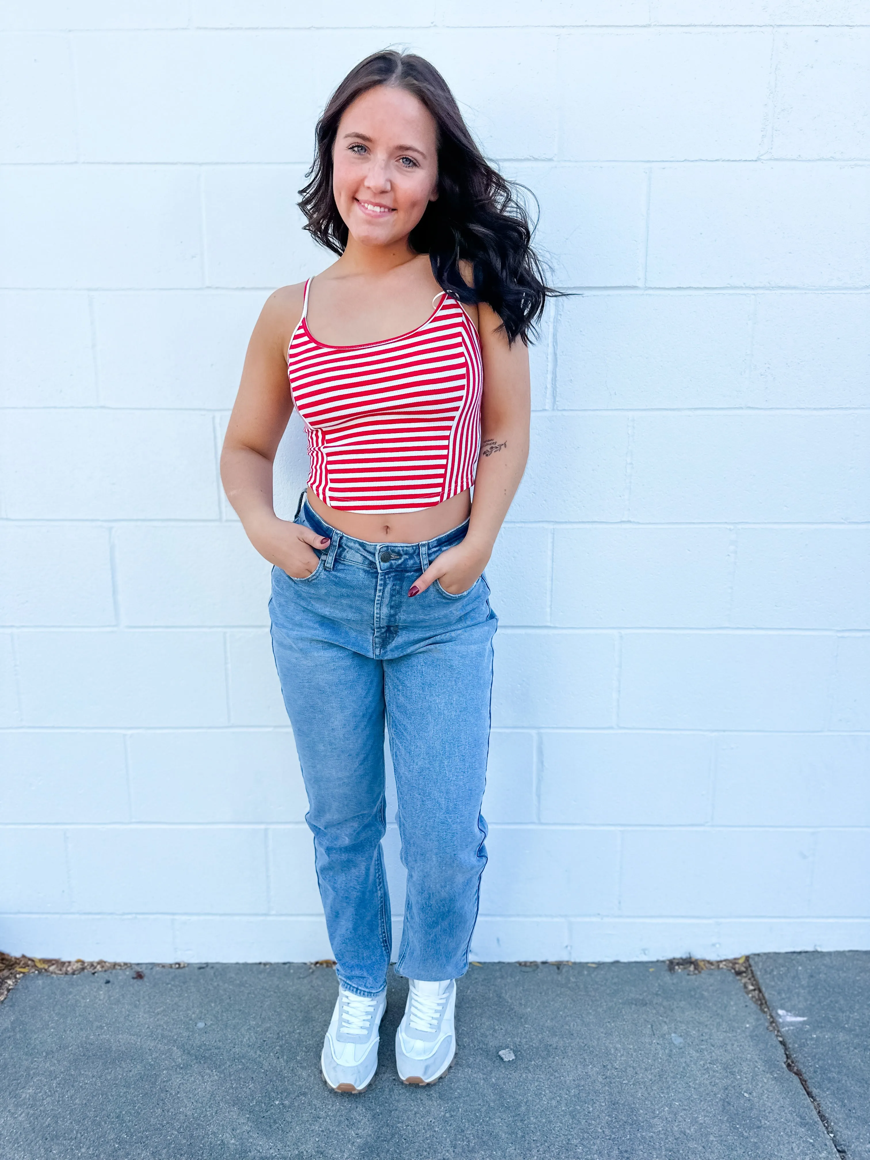 Eliana Stripe Tank - Red/White