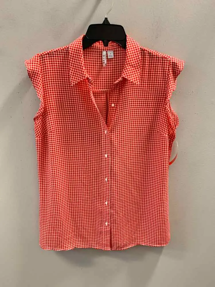 ELLE Tops Size M RED/WHT Checkered SLEEVELESS TOP