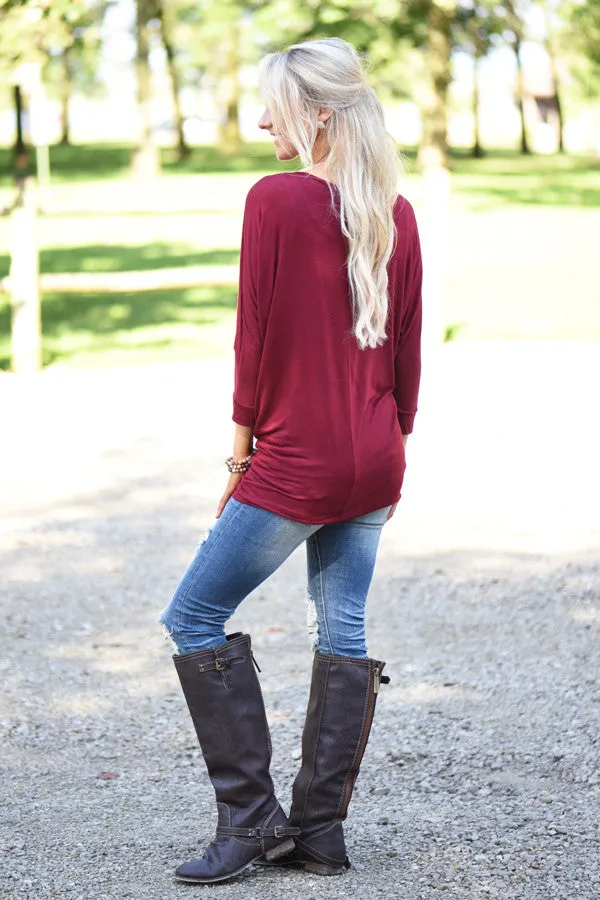 Essential Dolman Top - Wine