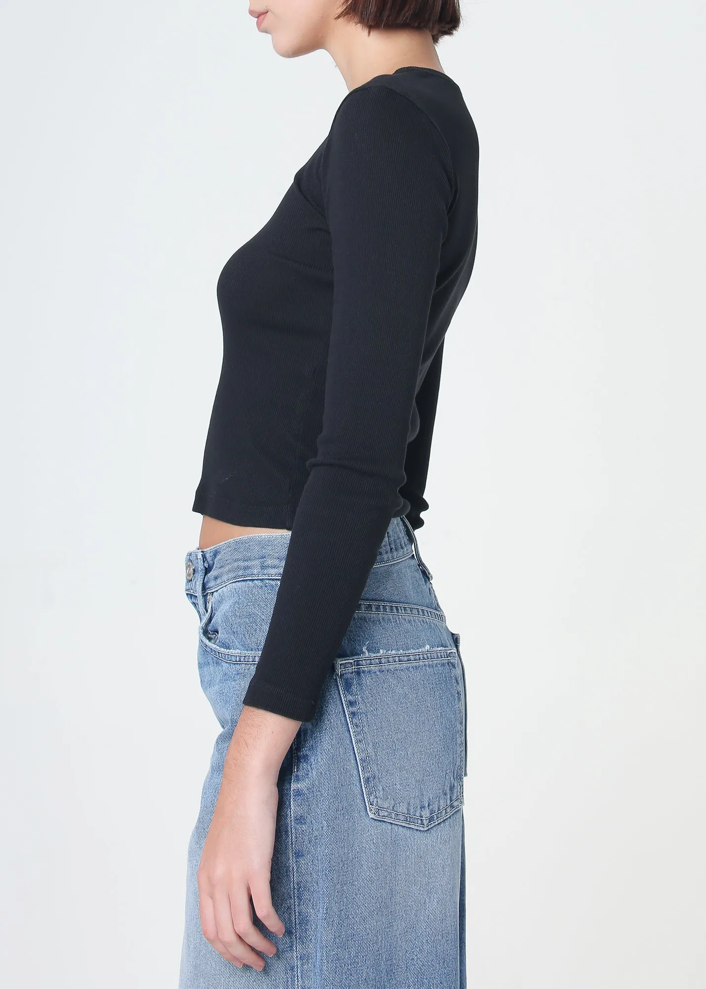 Essential Ribbed Long Sleeve Crop Top