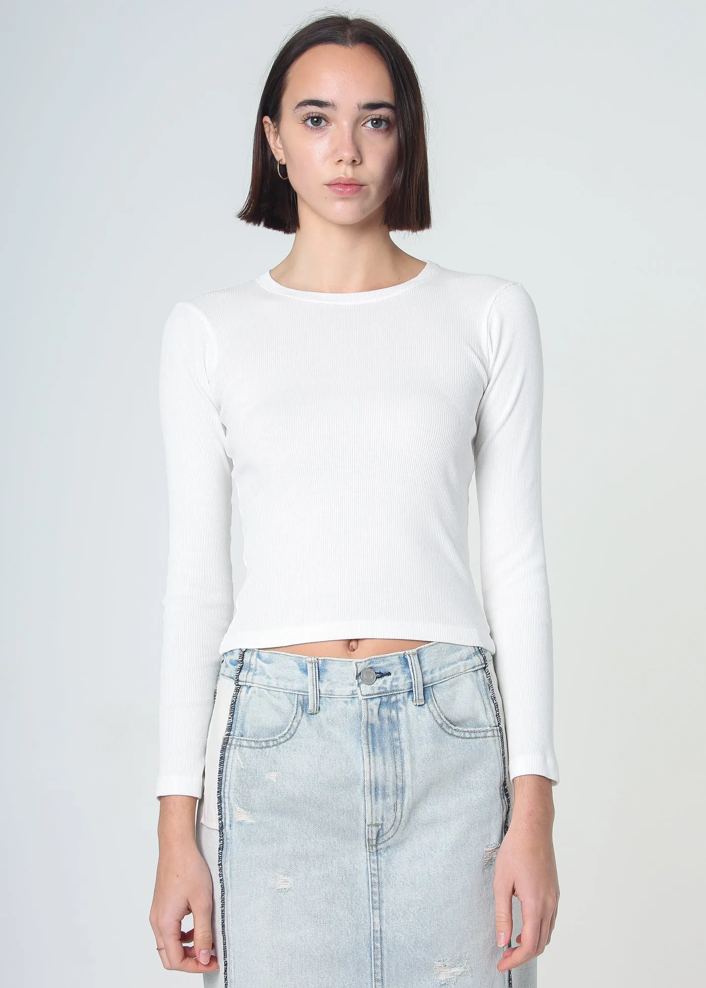 Essential Ribbed Long Sleeve Crop Top