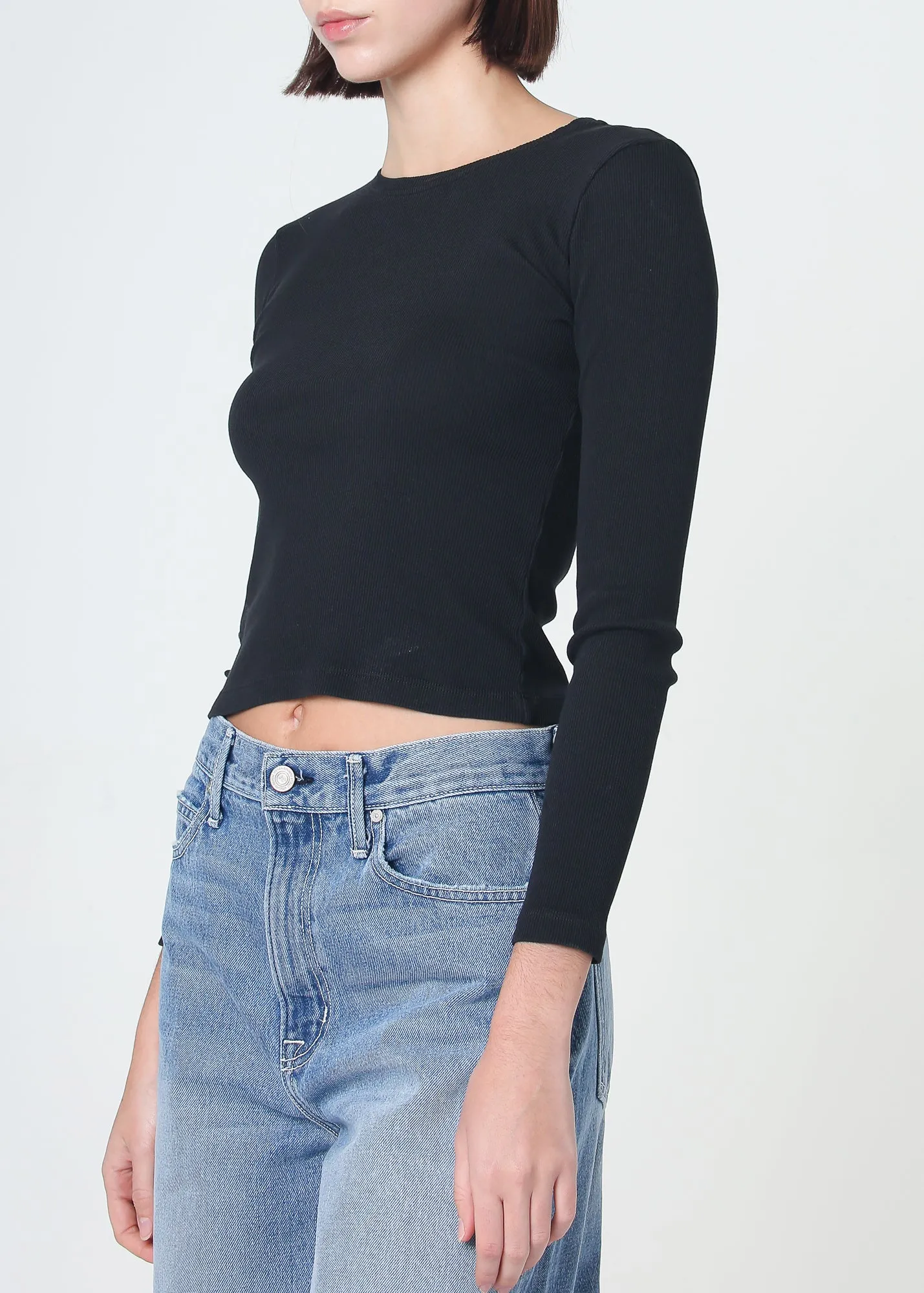 Essential Ribbed Long Sleeve Crop Top