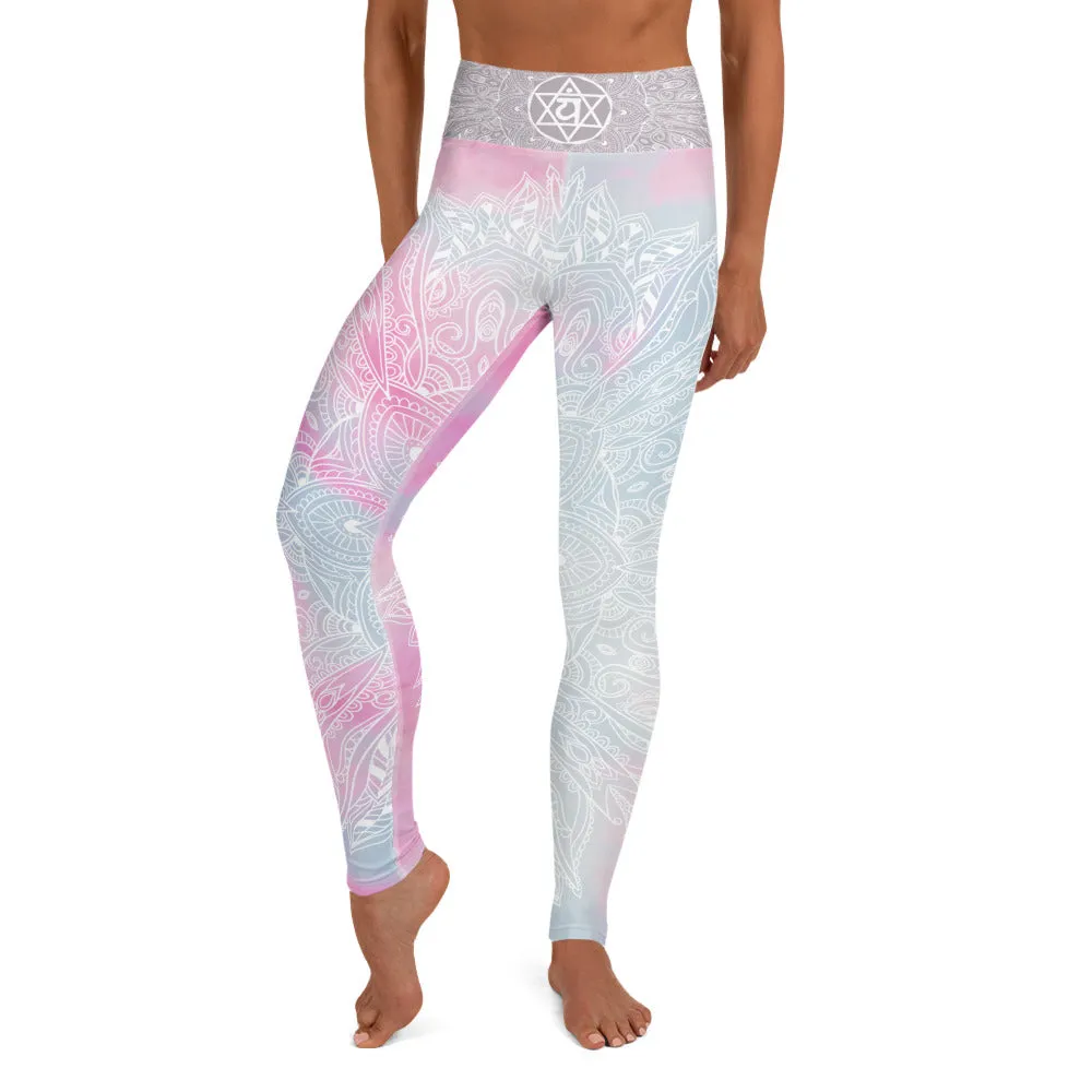 Ethereal Heart Chakra Mandala Leggings by Goddess Swag