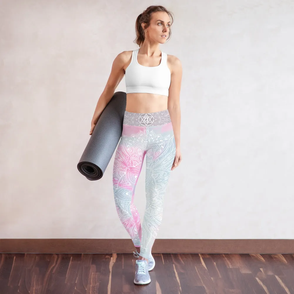 Ethereal Heart Chakra Mandala Leggings by Goddess Swag