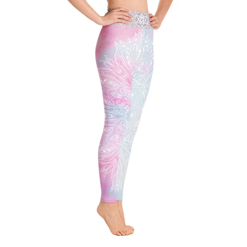Ethereal Heart Chakra Mandala Leggings by Goddess Swag