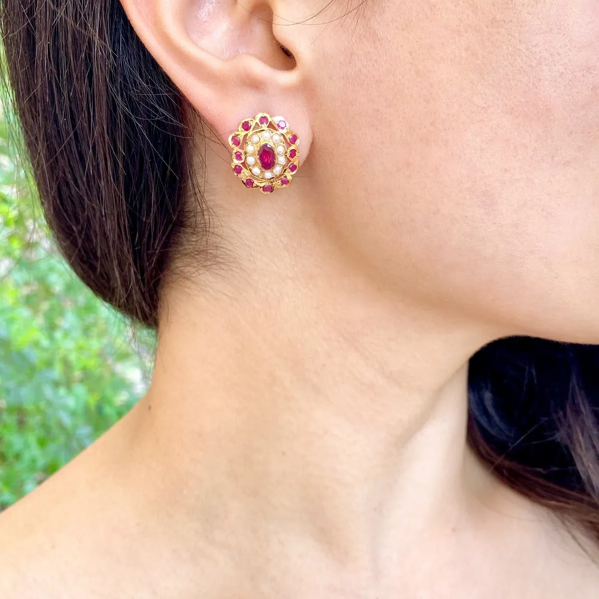 Evergreen Pearl Ruby Tops in 22K Gold GER 051