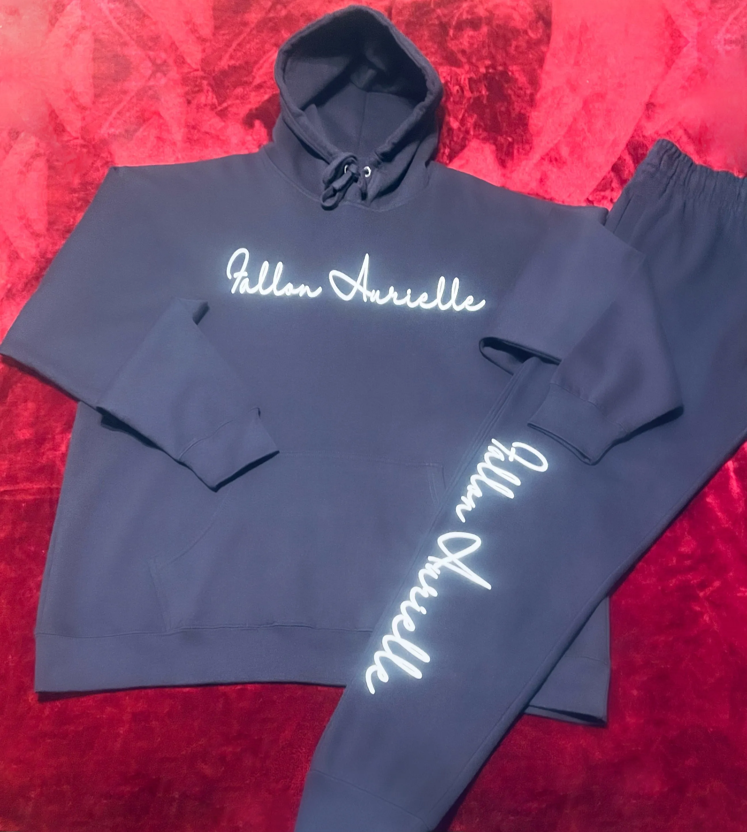 Fallon Aurielle Unisex Signature Classic Hoodie (Navy Blue & White)