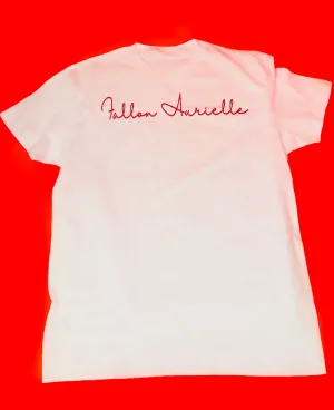 Fallon Aurielle Unisex Signature Classic T-Shirt (White & Red)