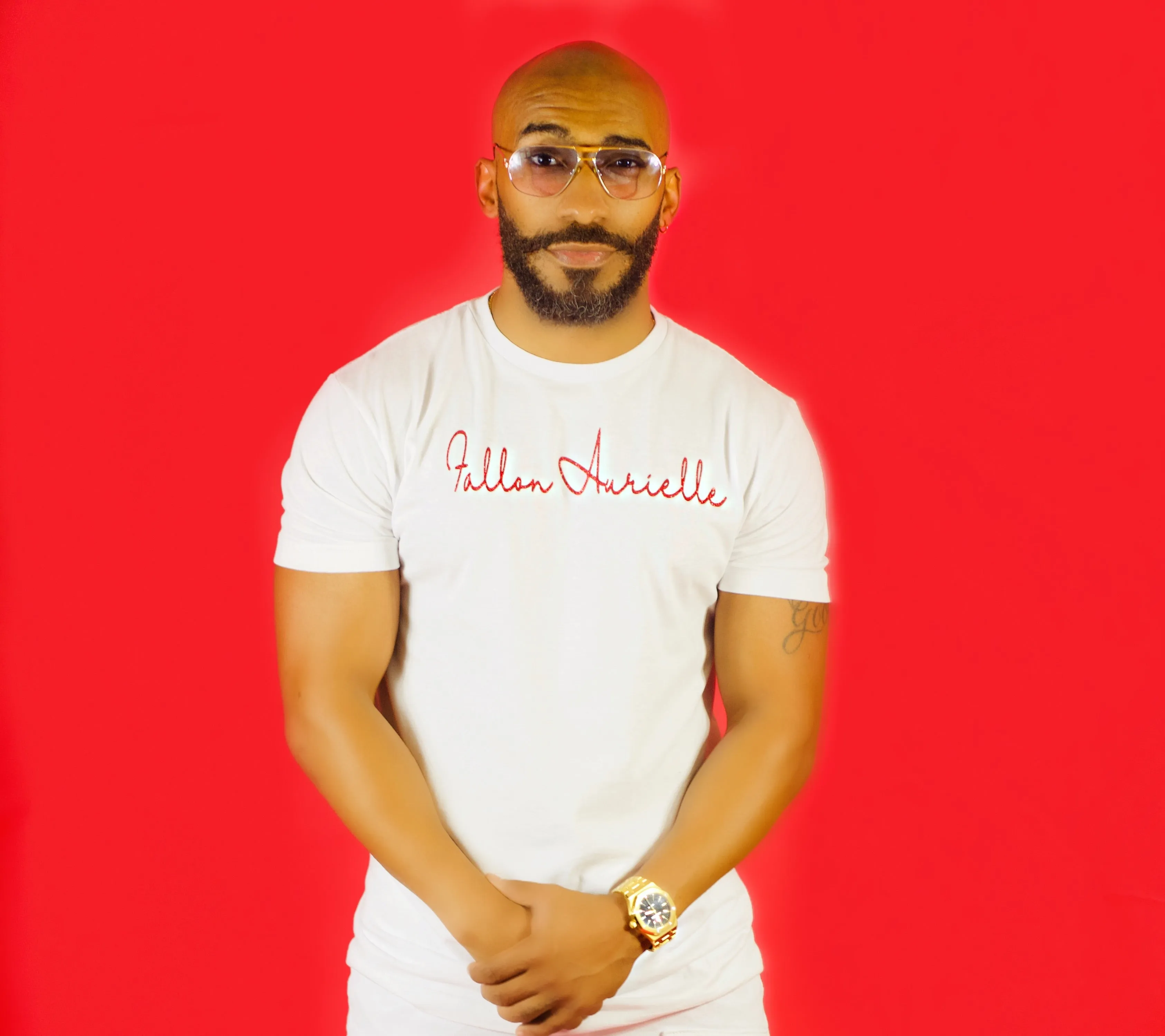 Fallon Aurielle Unisex Signature Classic T-Shirt (White & Red)