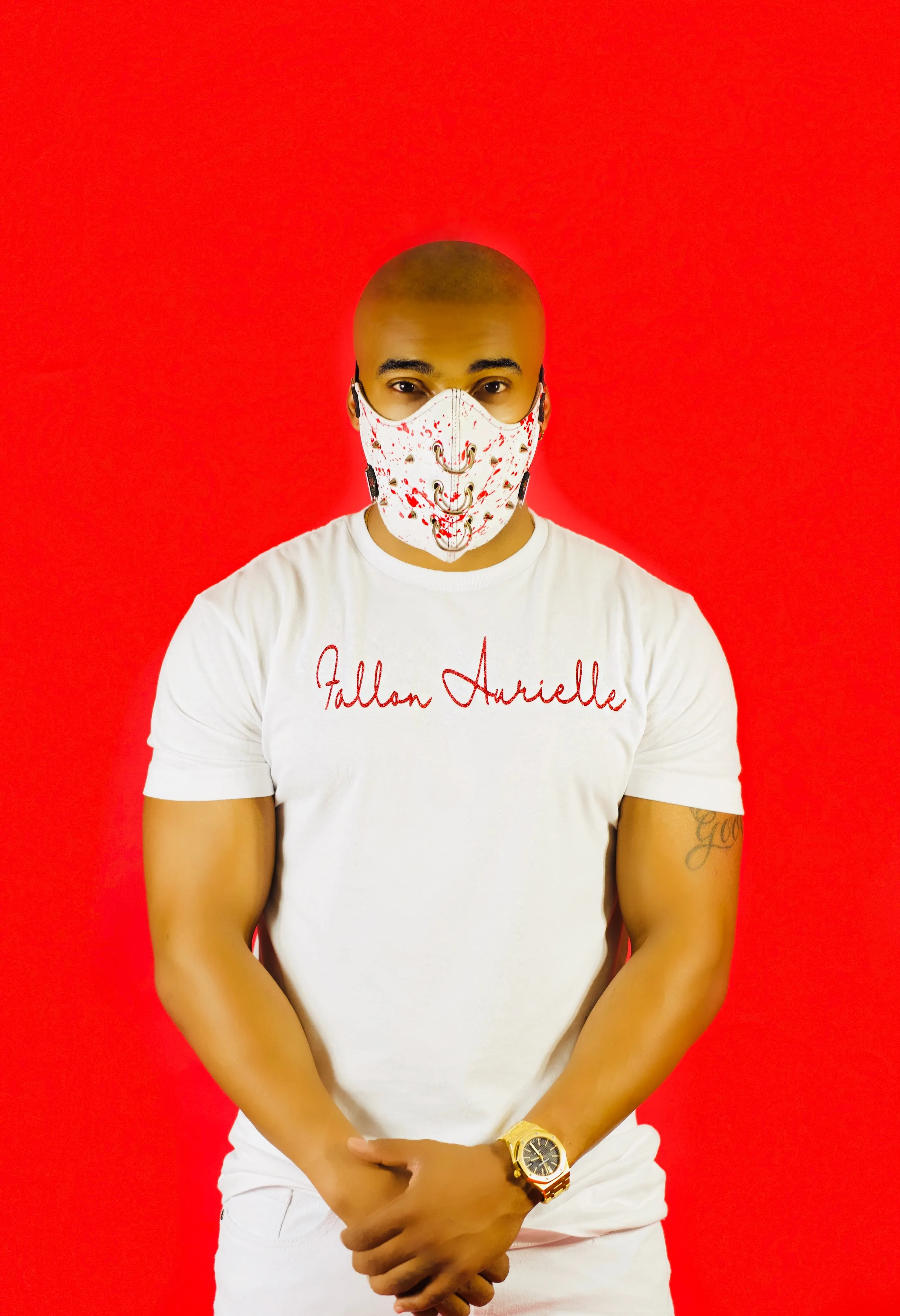 Fallon Aurielle Unisex Signature Classic T-Shirt (White & Red)