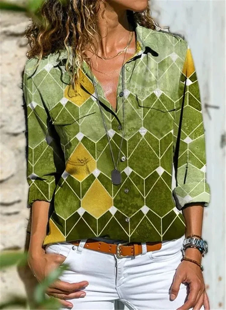 Fashion Casual Tops Printed Women's Shirt