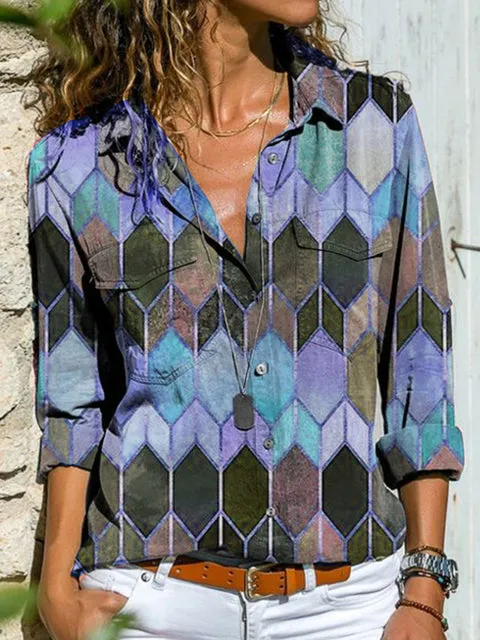 Fashion Casual Tops Printed Women's Shirt