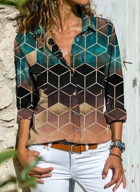 Fashion Casual Tops Printed Women's Shirt