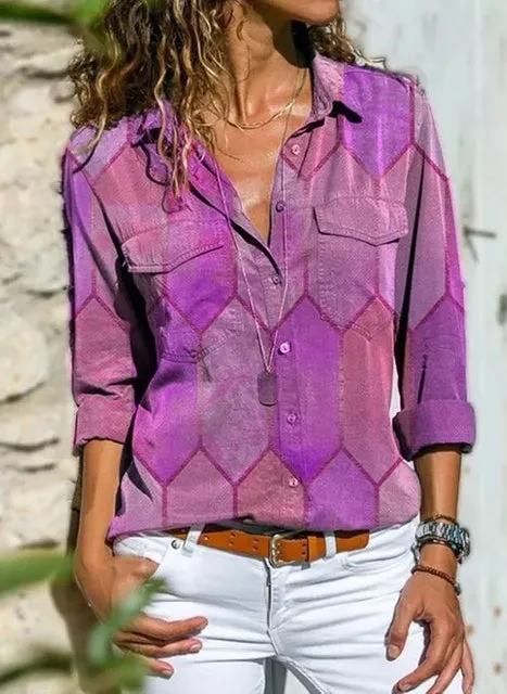 Fashion Casual Tops Printed Women's Shirt