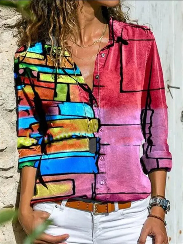 Fashion Casual Tops Printed Women's Shirt