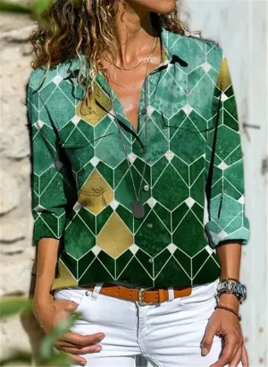 Fashion Casual Tops Printed Women's Shirt