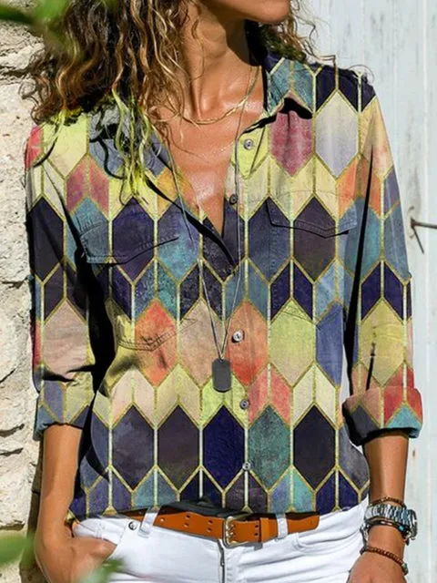 Fashion Casual Tops Printed Women's Shirt