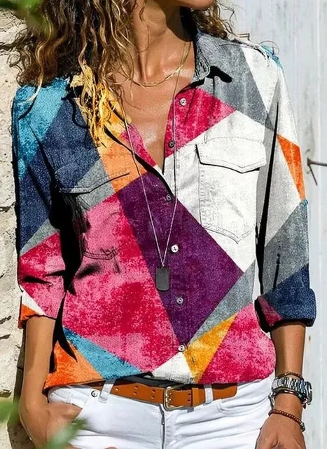 Fashion Casual Tops Printed Women's Shirt