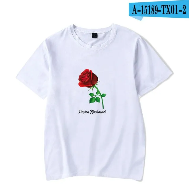 Fashion Pop Ladies T shirt Casual Top Girl t-shirt Role Rose Print Lady Clothing T-shirt Black Street Wear Short Sleeve xxs-4xl