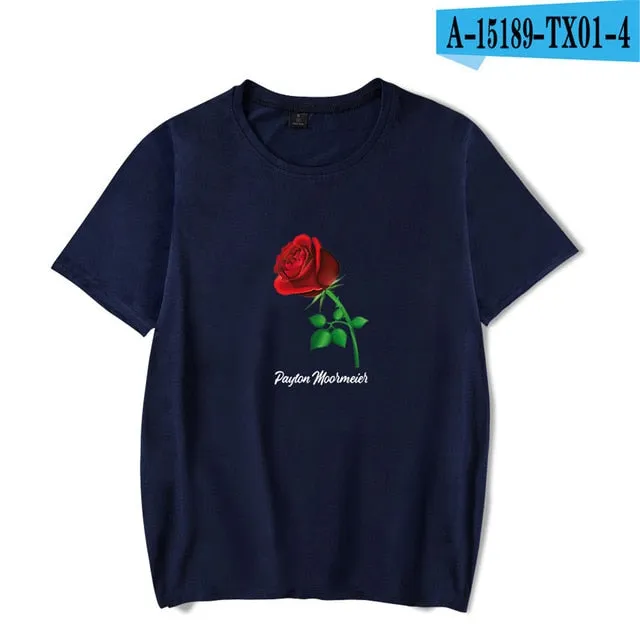 Fashion Pop Ladies T shirt Casual Top Girl t-shirt Role Rose Print Lady Clothing T-shirt Black Street Wear Short Sleeve xxs-4xl