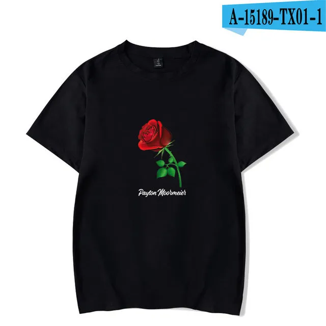 Fashion Pop Ladies T shirt Casual Top Girl t-shirt Role Rose Print Lady Clothing T-shirt Black Street Wear Short Sleeve xxs-4xl