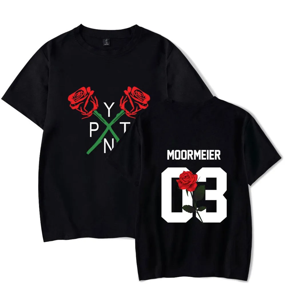 Fashion Pop Ladies T shirt Casual Top Girl t-shirt Role Rose Print Lady Clothing T-shirt Black Street Wear Short Sleeve xxs-4xl
