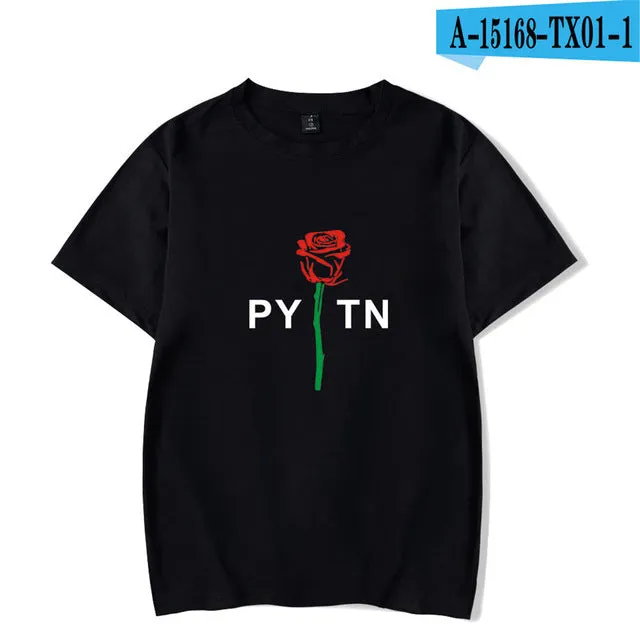 Fashion Pop Ladies T shirt Casual Top Girl t-shirt Role Rose Print Lady Clothing T-shirt Black Street Wear Short Sleeve xxs-4xl
