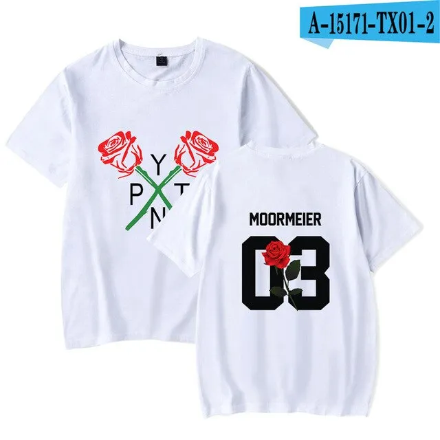 Fashion Pop Ladies T shirt Casual Top Girl t-shirt Role Rose Print Lady Clothing T-shirt Black Street Wear Short Sleeve xxs-4xl
