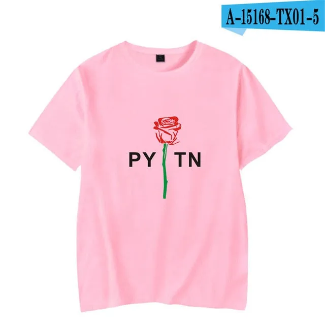 Fashion Pop Ladies T shirt Casual Top Girl t-shirt Role Rose Print Lady Clothing T-shirt Black Street Wear Short Sleeve xxs-4xl